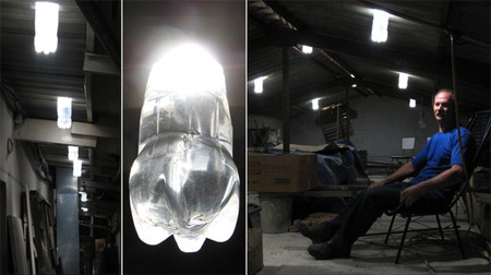 Световой колодец из пластиковой бутылки, воды и солнечного света